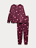 Fleece Star Print Cuffed Hem Pyjama Set