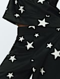Fleece Star Print Cuffed Hem Pyjama Set