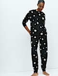 Fleece Star Print Cuffed Hem Pyjama Set
