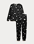 Fleece Star Print Cuffed Hem Pyjama Set