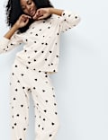 Fleece Star Print Cuffed Hem Pyjama Set