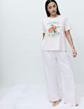 Pure Cotton Pyjama Set With Woven Bottoms 