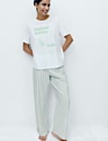 Pure Cotton Pyjama Set With Woven Bottoms 