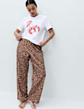 Pure Cotton Pyjama Set With Woven Bottoms 