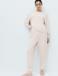Cosy Knit Printed Cuffed Pyjama Set