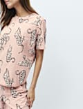 Pure Cotton Printed Cropped Pyjama Set