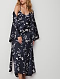 Robe de chambre en satin &agrave; imprim&eacute;
