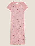Camisón largo floral con bordado