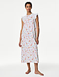 Pure Cotton Floral Broderie Trim Nightdress