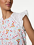 Pure Cotton Floral Broderie Trim Nightdress