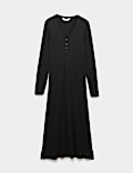 Ribbed Henley Long Sleeve Long Nightdress
