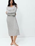 Chemise de nuit en viscose à manches longues et dentelle
