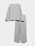 Lounge-Schlafanzugset aus Fleece mit Stehkragen