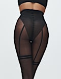 Collants transparents effet bas en tissu fin 15 deniers
