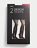 2pk Patterned Sheer Tights
