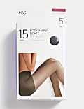 5pk 15 Denier Body Shaping Shine Tights