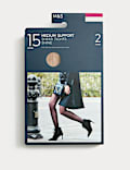 2pk 15 Denier Medium Support Sheer Tights