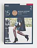2pk 15 Denier Medium Support Sheer Tights