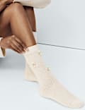 Embellished Pearl Cluster Ankle High Socks