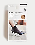 5pk 15 Denier Matt Ankle Highs