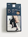 4pk 15 Denier Medium Support Knee Highs