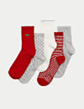 5pk Cotton Rich Embroidered Ankle High Socks
