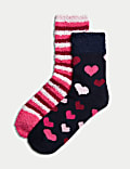 2pk Thermal Cosy Heart & Striped Socks