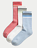 3pk Cotton Blend Ankle High Socks