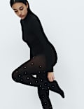Pearl Embellished Opaque Tights