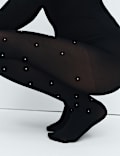 Pearl Embellished Opaque Tights