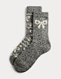 2er-Pack knöchelhohe Thermosocken mit Schleife