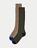 2pk Wool Blend Cable Knit Knee High Socks