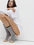 Rayon Striped Ankle High Socks