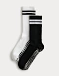 2er-Pack Yoga-Socken aus Baumwollmischgewebe mit Streifenmuster