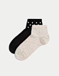 2pk Sumptuously Soft™ Embellished Quarter Socks