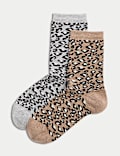 2pk Cotton Blend Animal Crew Socks