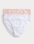 2pk Broderie High Leg Knickers