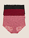 3pk Freecut Lace High Rise Knicker Shorts
