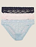 3pk All Over Lace Bikini Knickers