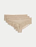 3pk Lace Trim Brazilian Knickers