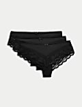 3pk Lace Trim Brazilian Knickers