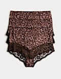 3pk Leopard Print Lace Trim Full Briefs