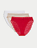 3pk Mesh & Lace High Leg Knickers