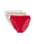 3pk Mesh & Lace High Leg Knickers