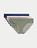 3pk Lace & Mesh Bikini Knickers