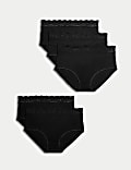 5pk Cotton Lycra® & Lace Full Briefs