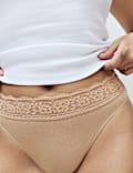 5pk Cotton Lycra&reg; & Lace Knickers