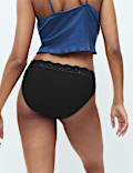 5pk Cotton Lycra&reg; High Leg & Lace Knickers