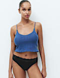 5pk Cotton Lycra&reg; High Leg & Lace Knickers
