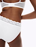 5pk Cotton Lycra® High Leg & Lace Knickers